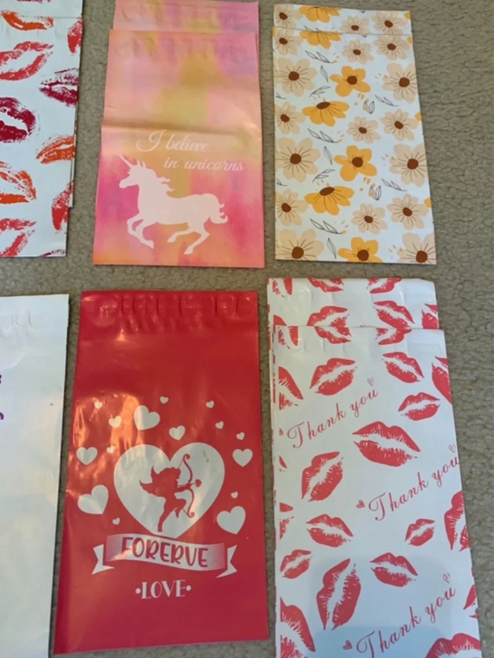 23 Polymailers 6X9 Size Unicorns Hearts Flowers Etc